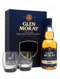 A bottle of Glen Moray Classic / Glass Set Speyside Single Malt Scotch Whisky