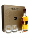 A bottle of Glenmorangie 18 Year Old Golf Gift Set with 2 Glasses Highland Whisky