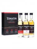 A bottle of Tomatin Miniature 3-pk / 12 Year Old, 15 Year Old, 18 Year Old