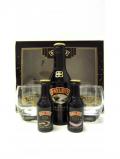 A bottle of Whisky Liqueurs Baileys 3 X Miniatures Glasses Gift Set