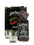 A bottle of Jack Daniels Bottle Glasses Gift Tin