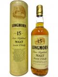 A bottle of Longmorn Pure Highland Malt Scotch 15 Year Old