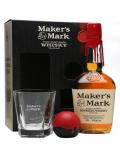 A bottle of Maker's Mark Gift Pack With Glass& Ice Mould Kentucky Bourbon Whiskey