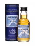 A bottle of Edradour 12 Year Old Caledonia Miniature Highland Whisky