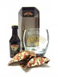 A bottle of Whisky Liqueurs Baileys Miniature Chocolate Truffles Glass Gift Set