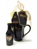 A bottle of Whisky Liqueurs Baileys Miniature Hot Chocolate Whisk Mug Gift Set