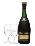 A bottle of Remy Martin VSOP Cognac _ 2 Glasses