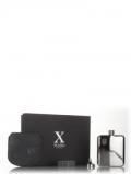 A bottle of X Flasks - Silver Flask with Black Leather Pouch