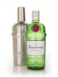 A bottle of Tanqueray Gin with Free Cocktail Shaker’