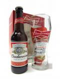 A bottle of Beer Lager Cider Budweiser Night In Peanuts Glass Gift Set